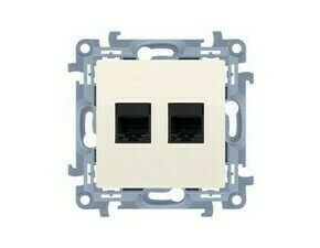 SIMON CT22.01/41 Zásuvka telefonní 2 násobná, RJ12 (přístroj s krytem), krémová