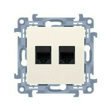 SIMON CT22.01/41 Zásuvka telefonní 2 násobná, RJ12 (přístroj s krytem), krémová