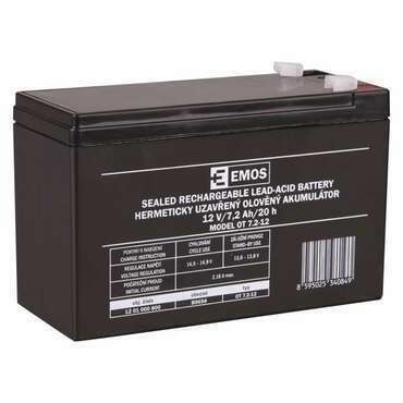 Akumulátor olověný EMOS SLA 12V 7,2AH FAST.4,7 MM B9654