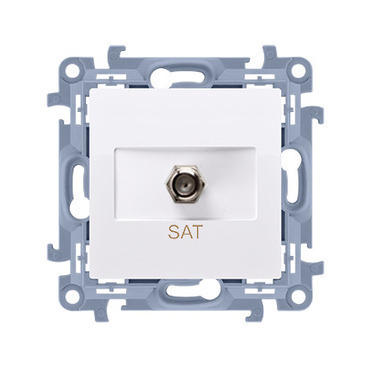 Zásuvka anténní SIMON CASF1.01/11, 1 násobná typ „F” (přístroj s krytem), bílá