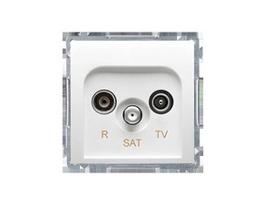 Zásuvka anténní SIMON BASIC BMZAR-SAT1.3/1.01/11, R+TV+SAT koncová, 1x vstup: 5 MHz–2, 4 GHz, bílá