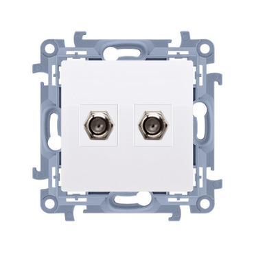 Zásuvka anténní SIMON CASF2.01/11, SAT+SAT koncová 2 násobná (přístroj s krytem), bílá