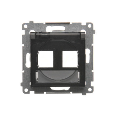 Kryt SIMON DKP2B.01/49A, telef. a datové zás. 2 nás., IP44, plochý, s popis. polem, černá mat