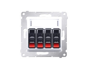 Zásuvka reproduktorová SIMON DGL34.01/11, 4 násobná s popisným polem (přístroj s krytem), bílá