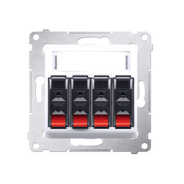 Zásuvka reproduktorová SIMON DGL34.01/11, 4 násobná s popisným polem (přístroj s krytem), bílá