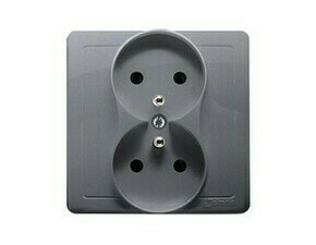 Zásuvka SIMON BMGZ2/43, 2 nás, kolíky naproti sobě, 16A/250V~, šr. sv., stříbrná