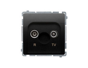 Zásuvka anténní SIMON BMZAP10/1.01/49, R+TV průchozí, 10 dB, 1x vstup: 5-862MHz, černá matná