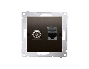 Zásuvka anténní SIMON DASFRJ45.01/46, typ „F”+datová RJ45 kat. 6, hnědá metalizovaná