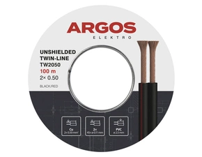 Dvojlinka nestíněná ARGOS TW2050, 2x 0,50 mm, černo-rudá, 100 m
