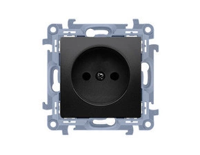 Zásuvka SIMON CG1.01/49, 1 násobná (přístroj s krytem), bez uzemnění, šroubové svorky, černá matná