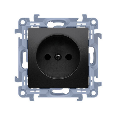 Zásuvka SIMON CG1.01/49, 1 násobná (přístroj s krytem), bez uzemnění, šroubové svorky, černá matná