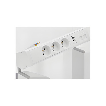 Blok zásuvkový na desku SIMON 480 48430E30BK00000-33, 3 zás.+USB nab.+kryt 2xRJ45+15cm kabel, bílá