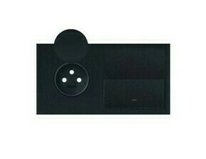 Sestava 2 násobná, IP44: 1 zásuvka+1 kryt, černá matná