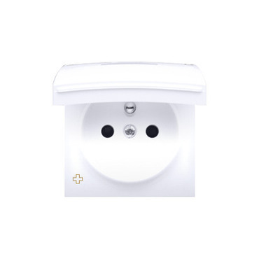 Kryt zásuvky SIMON DGZ1BUZP/AB11, IP44, víčko v barvě krytu, antibakteriální, bílá