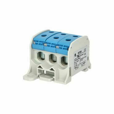 EL 1006025 Svorka univerzální RKA 50 1/6 N, 150A, 1pól. (6x vstup), AL/CU, modrá, na DIN/na panel (b