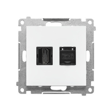 SIMON TGHRJ45.01/111 Zásuvka HDMI + datová RJ45 kat. 6 (přístroj s krytem) bílá