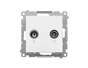 SIMON TAK.01/111 Zásuvka anténní R-TV koncová oddělená (přístroj s krytem), 1x vstup: 5÷862 MHz bílá