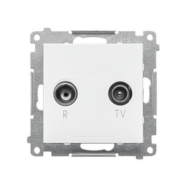 SIMON TAK.01/111 Zásuvka anténní R-TV koncová oddělená (přístroj s krytem), 1x vstup: 5÷862 MHz bílá