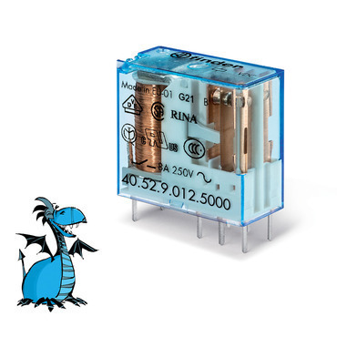 FINDER 40.52.9.012.5000 Relé, DIN/PS, 2P/8A, 12V DC, Au RP 0,02kč/ks