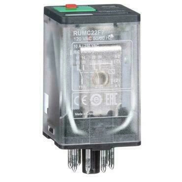 SCHN RUMC22F7 Univerzální 2P pin, 10 A, 120 V AC s LED a test. tl. RP 0,1kč/ks