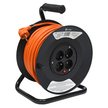 Prodlužovací buben ECOPLANET 1100W, IP20, 4x zásuvka, 50m, pestrá