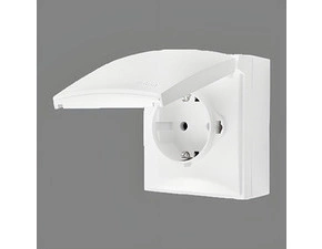Zásuvka Schuko SIMON AQUACLICK ACGSZ1C/11, 1 nás., IP44, 16A/250V~, bezšr. sv., bílá