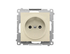 Zásuvka SIMON TG1CZ.01/144, 1 násobná, bez uzemnění, se clonkami, champagne matná