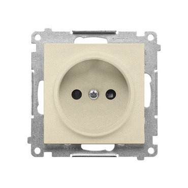 Zásuvka SIMON TG1CZ.01/144, 1 násobná, bez uzemnění, se clonkami, champagne matná