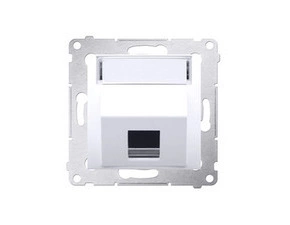 Kryt SIMON DKP1S.01/11, telefonní a datové 1násobné zásuvky Keystone, zkosený, s popisným polem,bílá