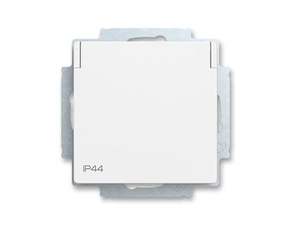 Zásuvka jednonásobná ABB Zoni 6620T-A07995 240, matná bílá, IP 44, s bočn. Kont., s cl., s víčkem