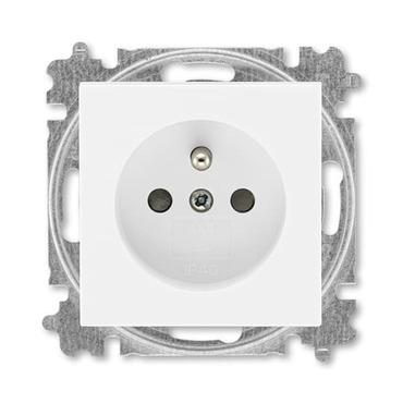 Zásuvka jednonásobná 55x55 ABB Levit 6619H-A06557 03, bílá, s clonkami (typ 6619)