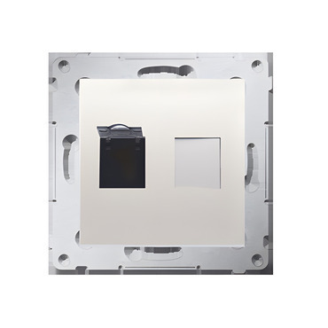Zásuvka datová SIMON 54 D61.01/41, 1 násobná RJ45 6. kat. s protiprachovou clonkou, krémová