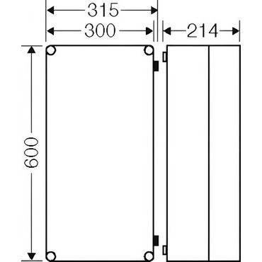HEN Mi 9410 Prázdná rozvodnice s průhledným víkem na pantech, IP 65, vnější rozměry (š-v-h) 300x600x