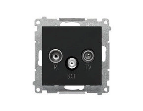 Zásuvka anténní SIMON TASP.01/149, R+TV+SAT průchozí, 1x vstup: 5 MHz÷2, 4 GHz, černá matná