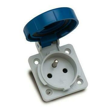 FAM Zásuvka vestavná 13960F IP67/230V/16A s ochranným kolíkem, modrá