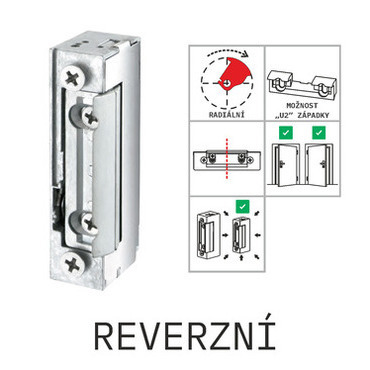 Zámek elektrický CZECHPHONE 2NF512 FLEX, 16mm, reverzní, západka, 12V