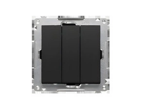 Spínač SIMON 55 TW31L.01/149, 3nás., LED podsv., ř.1So+1So+1So, 10A/250V~, bezšr. sv., černá mat