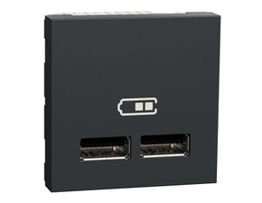 SCHN NU341854 Unica - Dvojitý nabíjecí USB A+A konektor 2.1A, 2M, Antracit