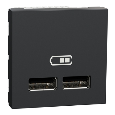 SCHN NU341854 Unica - Dvojitý nabíjecí USB A+A konektor 2.1A, 2M, Antracit