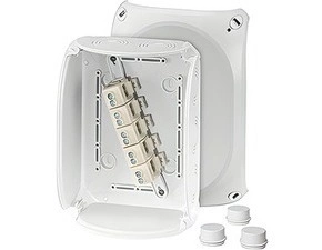 HEN DK 1610 GZ Krabcová rozvodka pro vnitřní a venkovní chráněné instalace IP 55/IP 66, se svorkovni