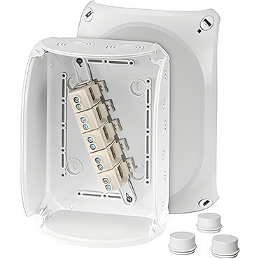 HEN DK 1610 GZ Krabcová rozvodka pro vnitřní a venkovní chráněné instalace IP 55/IP 66, se svorkovni