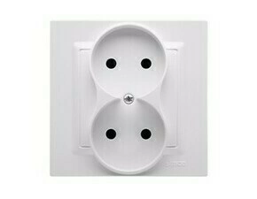 Zásuvka SIMON CG2/11, 2 násobná (přístroj s krytem), bez uzemnění, šroubové svorky, bílá