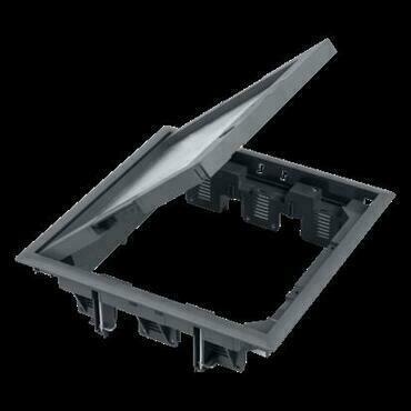 Krabice podlahová SIMON FB34112/1, čtverec, Simon FB, 12M K45 a 3M K45/2, víko 12mm, zámek, šedá