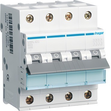 Jistič čtyřpolový HAGER MBN425 4 pól. 25A, char.B, 6 kA