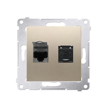 Zásuvka datová SIMON D62.01/44, 2 násobná RJ45 kat. 6 s protiprachovou clonkou, zlatá metalizovaná