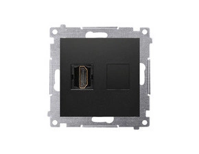 Zásuvka HDMI SIMON DGHDMI.01/49, 1 násobná (přístroj s krytem), černá matná metalizovaná