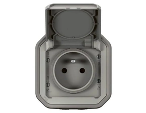 Zásuvka jednonásobná LEGRAND PLEXO 069731L, 2P+T, clonky, šedá