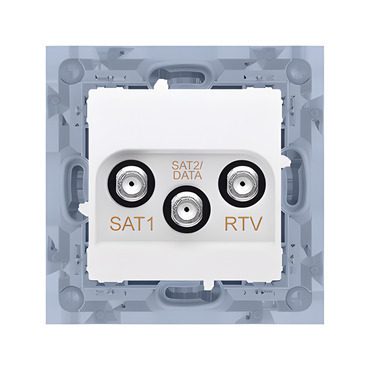 Zásuvka anténní SIMON 10 CASK2F.01/11, SAT+SAT+RTV 2 násobná, 2x vstup: 5 MHz–2, 4 GHz, bílá