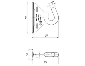 ENSTO SOT39 Hák, D = 20 mm, pro montáž ocelovou páskou 19x0,75 mm, Fx = 27,7 kN, Fy = 17,7 kN, K = 9