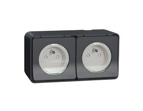 SCHN MUR36028 Mureva Styl - Kompletní zásuvka dvojitá 16A 2P+E, clonky, bezšroubová, IP55, povrchová